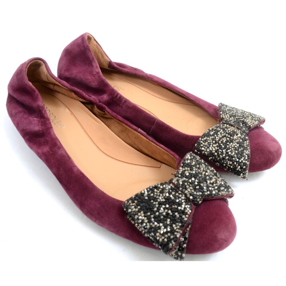 Aerosoles Women's 11 Purple Ballet Rhinestone Bows Flats Fairy Goth